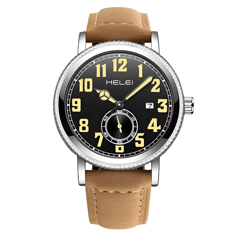 HELEI Sport Men Watch Top Brand Luxury Military Army Waterproof Male Clock Quartz Business Original Leather Wristwatch 9006AL - Sergio Cavelli
