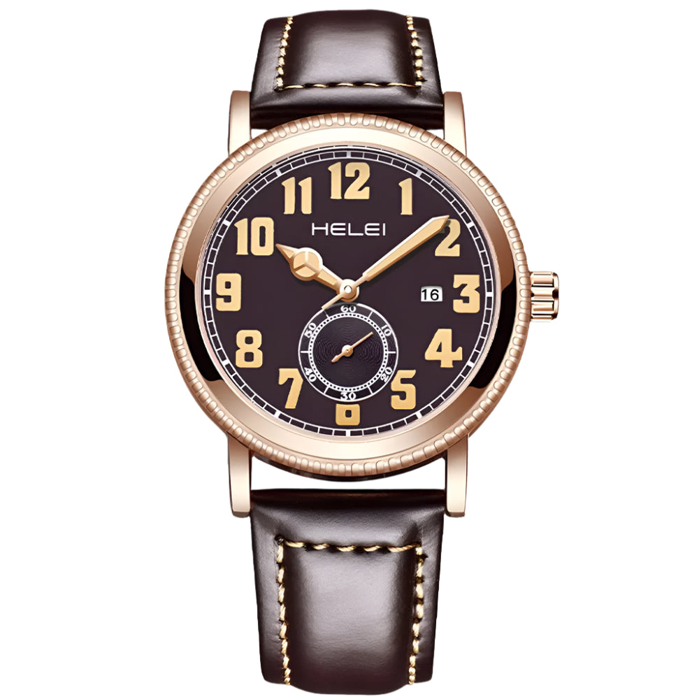 HELEI Sport Men Watch Top Brand Luxury Military Army Waterproof Male Clock Quartz Business Original Leather Wristwatch 9006AL - Sergio Cavelli