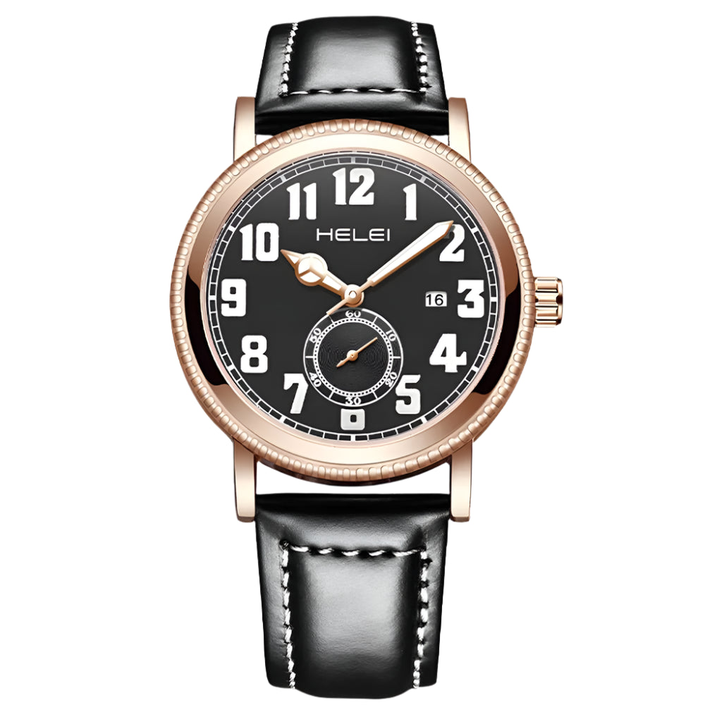 HELEI Sport Men Watch Top Brand Luxury Military Army Waterproof Male Clock Quartz Business Original Leather Wristwatch 9006AL - Sergio Cavelli